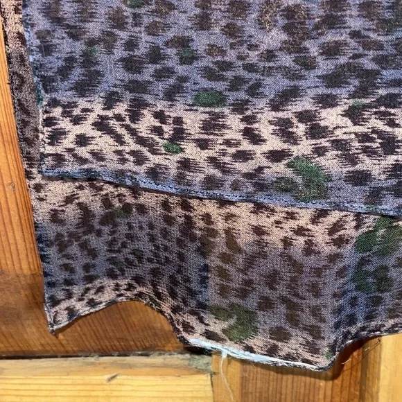 Silk Chiffon Cheetah Print Sheer Oblong Scarf 74” X 12”